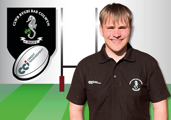 CCI Logo and Colwyn Bay Logo with a image of a young Rugby Player.