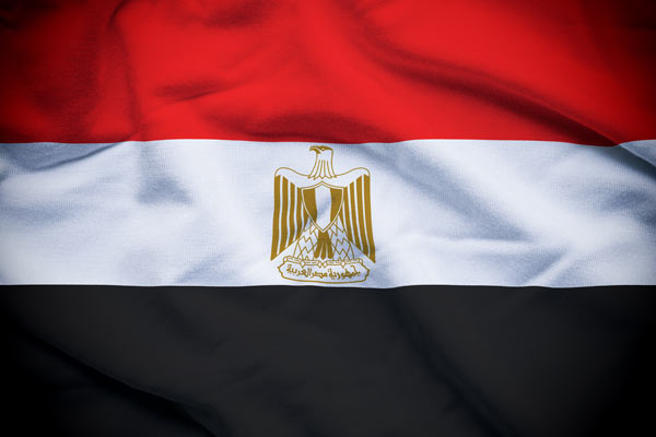 An image of the flag of Egypt.